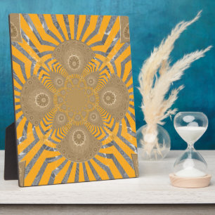 Edgy Zebra Elegance: A Golden Yellow Print Plaque