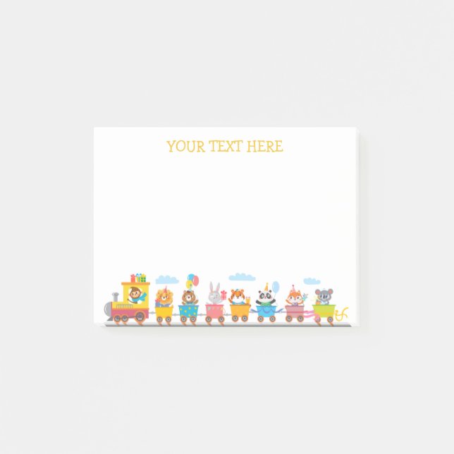 Edible Post It Notes Cute Train Animals Happy Face (Front)