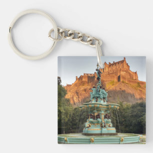 Edinburgh Castle Fountain Princes Street Gardens Keychain