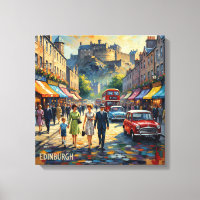 Edinburgh Castle High Street Scene Canvas