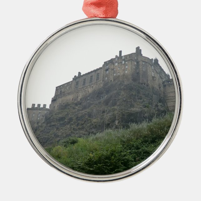 Edinburgh Castle in the Mist Metal Ornament (Front)