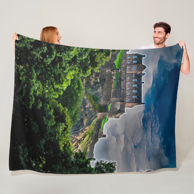 Edinburgh Castle, Scotland Acrylic Art Fleece Blanket (In Situ)