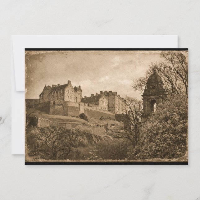 Edinburgh Castle Sepia Photograph Invitation (Front)