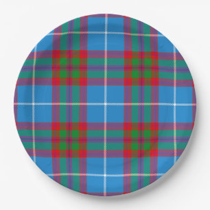 Edinburgh City Tartan Plaid Blue Red Purple Paper Plate