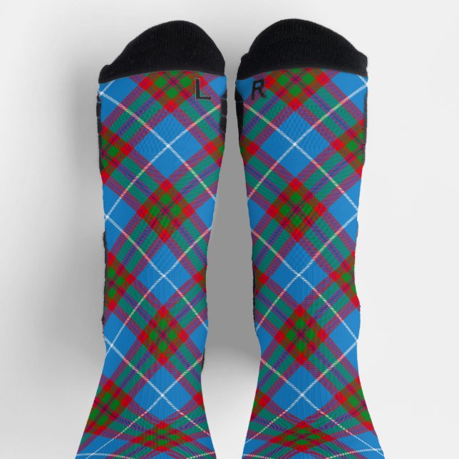 Edinburgh City Tartan Plaid Blue Red Purple Socks (Top)