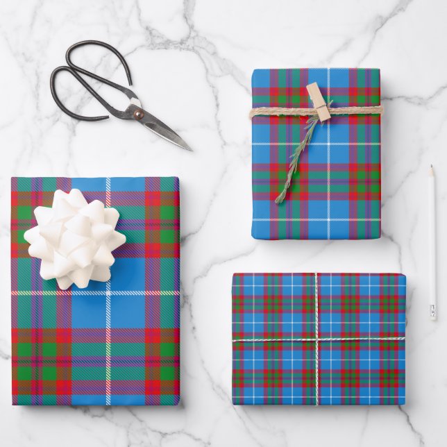 Edinburgh City Tartan Plaid Blue Red Purple Wrapping Paper Sheet (Front)