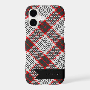 Edinburgh City Tartan Plaid Grey Black Red