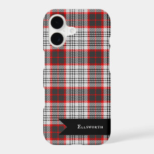 Edinburgh City Tartan Plaid Grey Black Red