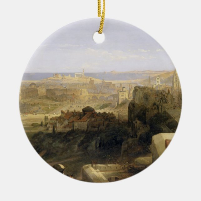 Edinburgh from the Castle, 1847 (oil on canvas) Ceramic Ornament (Front)