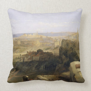 Edinburgh from the Castle, 1847 (oil on canvas) Throw Pillow