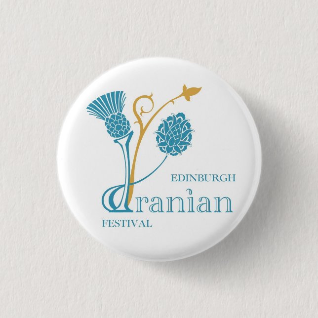 Edinburgh Iranian Festival Badge - Logo White 1 Inch Round Button (Front)