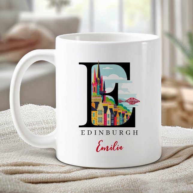 Edinburgh Monogram Letter E Personalized Gift Coffee Mug (Edinburgh Monogram Letter E Personalized Gift Coffee Mug)