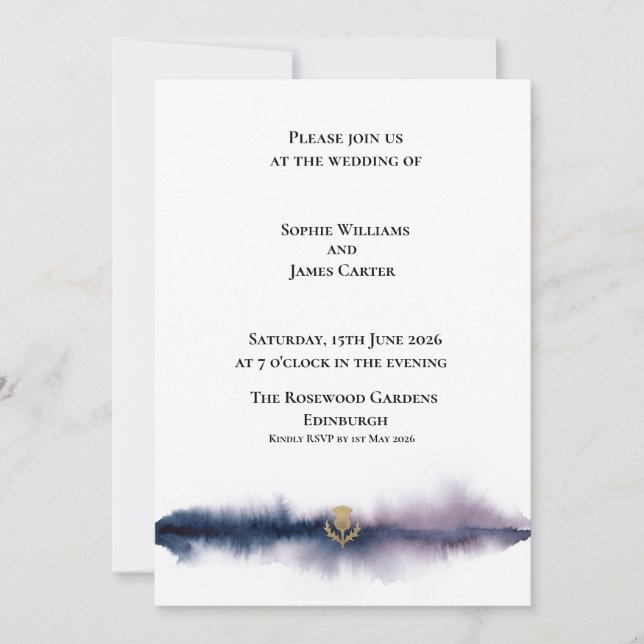 Edinburgh Night Skyline Dark Scottish Wedding Invitation (Front)