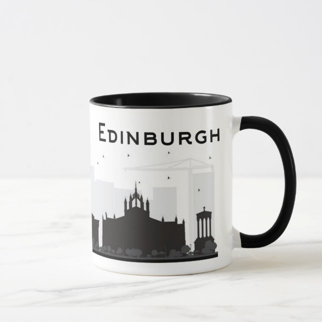 Edinburgh Scotland | Black and White Skyline Mug (Right)