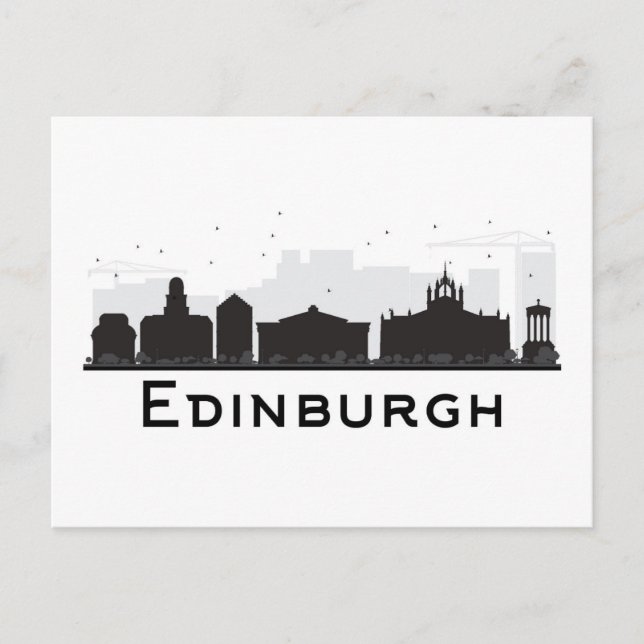 Edinburgh Scotland | Black and White Skyline Postcard (Front)
