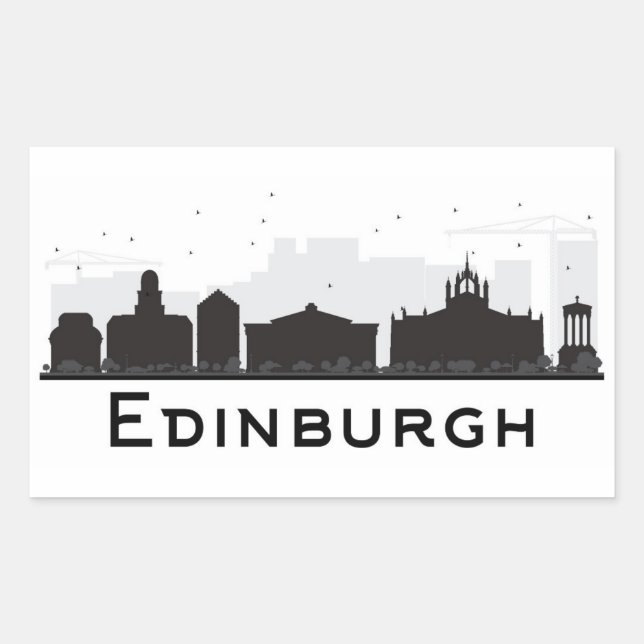 Edinburgh Scotland | Black and White Skyline Sticker (Front)