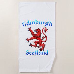 Edinburgh Scotland Lion Rampant Scottish Flag Beach Towel