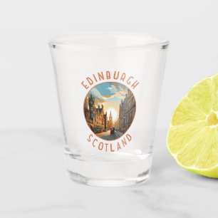 Edinburgh Scotland Retro Distressed Circle Shot Glass