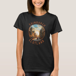 Edinburgh Scotland Retro Distressed Circle T-Shirt