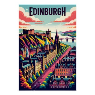 Edinburgh Scotland Retro Travel Poster Art