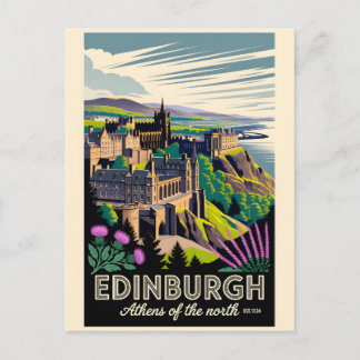 Edinburgh Scotland Retro Travel Poster Art Holiday Postcard