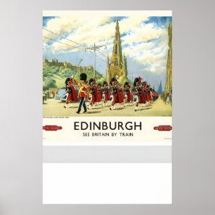 Edinburgh Scotland See Britain by Train Vintage Poster