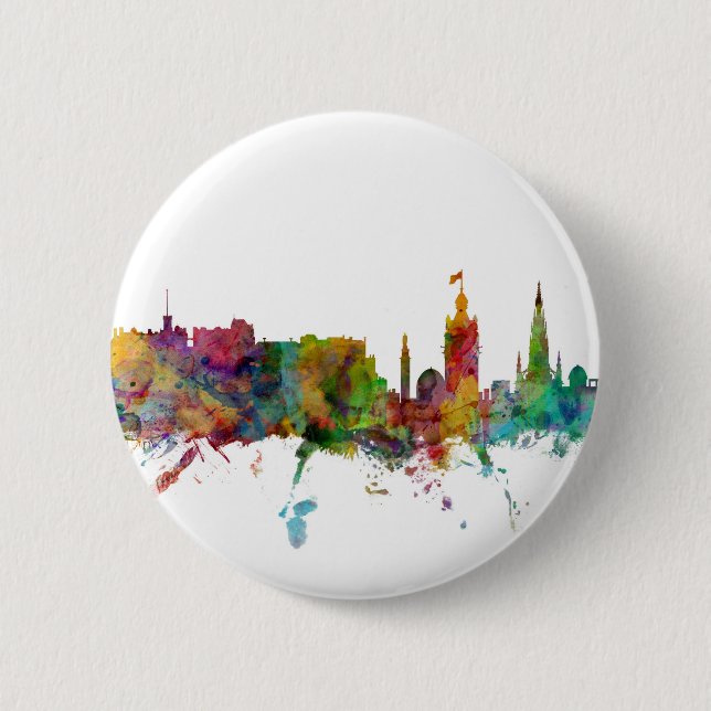 Edinburgh Scotland Skyline 2 Inch Round Button (Front)