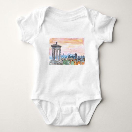 Edinburgh Scotland Skyline at Dusk Baby Bodysuit