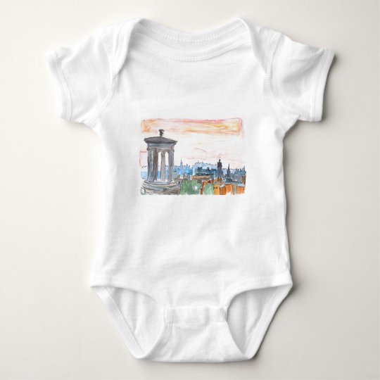 Edinburgh Scotland Skyline at Dusk Baby Bodysuit
