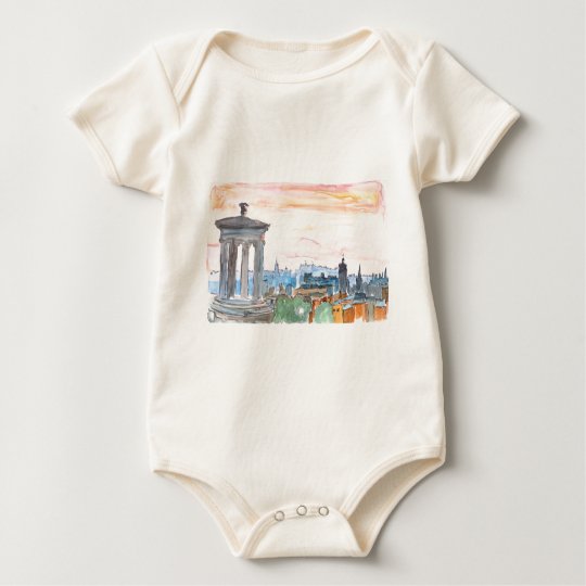 Edinburgh Scotland Skyline at Dusk Baby Bodysuit