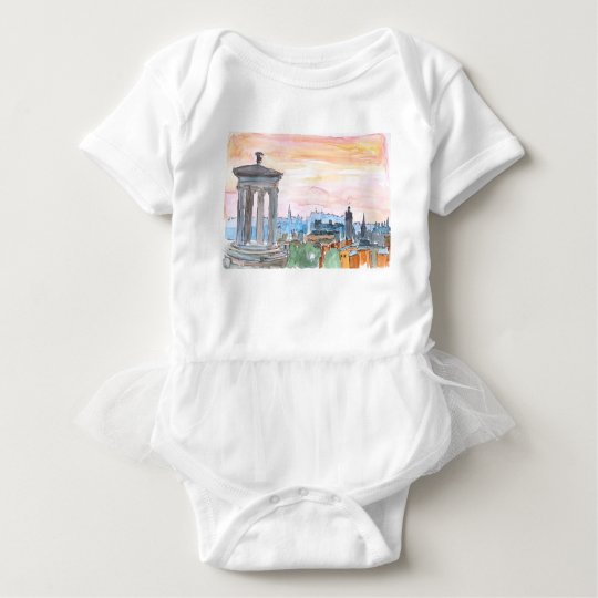 Edinburgh Scotland Skyline at Dusk Baby Bodysuit