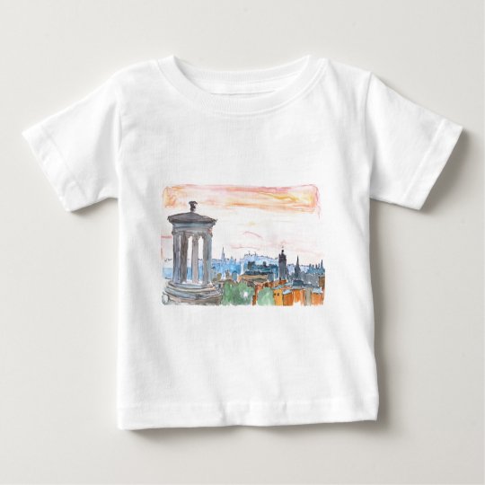 Edinburgh Scotland Skyline at Dusk Baby T-Shirt