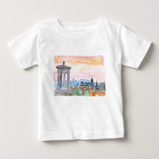 Edinburgh Scotland Skyline at Dusk Baby T-Shirt
