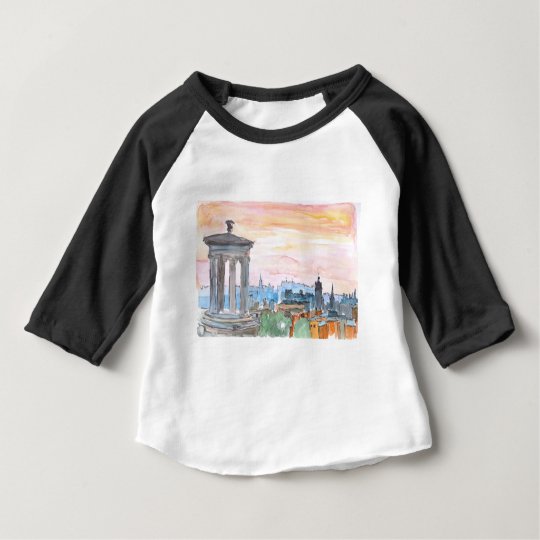 Edinburgh Scotland Skyline at Dusk Baby T-Shirt