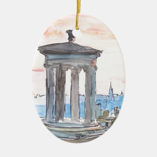 Edinburgh Scotland Skyline at Dusk Ceramic Ornament