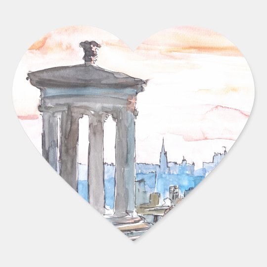 Edinburgh Scotland Skyline at Dusk Heart Sticker
