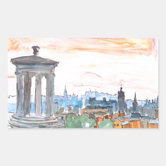 Edinburgh Scotland Skyline at Dusk Sticker