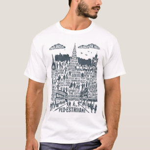 Edinburgh Scotland Skyline With Local People Typog T-Shirt