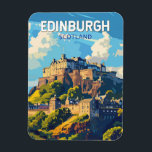 Edinburgh Scotland Travel Art Vintage Magnet<br><div class="desc">Edinburgh retro vector travel design. Edinburgh is Scotland's compact,  hilly capital. It has a medieval Old Town and elegant Georgian New Town with gardens and neoclassical buildings.</div>