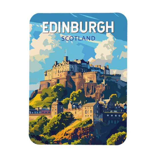 Edinburgh Scotland Travel Art Vintage Magnet (Vertical)