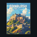 Edinburgh Scotland Travel Art Vintage Postcard<br><div class="desc">Edinburgh retro vector travel design. Edinburgh is Scotland's compact,  hilly capital. It has a medieval Old Town and elegant Georgian New Town with gardens and neoclassical buildings.</div>