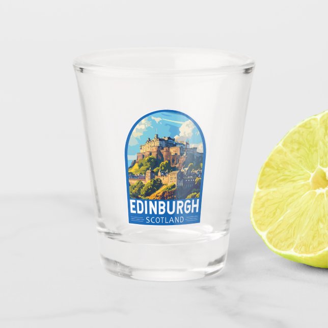Edinburgh Scotland Travel Art Vintage Shot Glass (Front)
