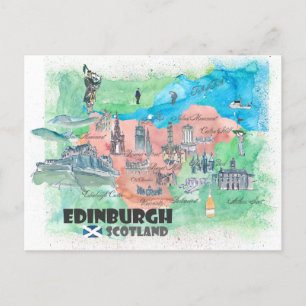 Edinburgh Scotland Travel Map  Postcard