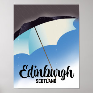 Edinburgh Scotland Umbrella travel poster