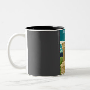Edinburgh Scotland Vintage Minimal Travel Poster Two-Tone Coffee Mug