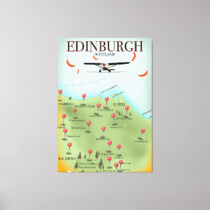 Edinburgh Scotland vintage style map poster print