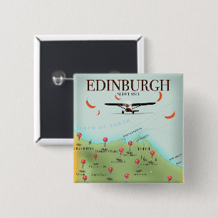 Edinburgh Scotland vintage style map poster print 2 Inch Square Button