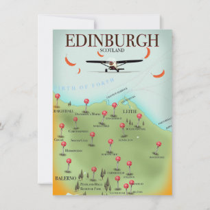 Edinburgh Scotland vintage style map poster print Invitation