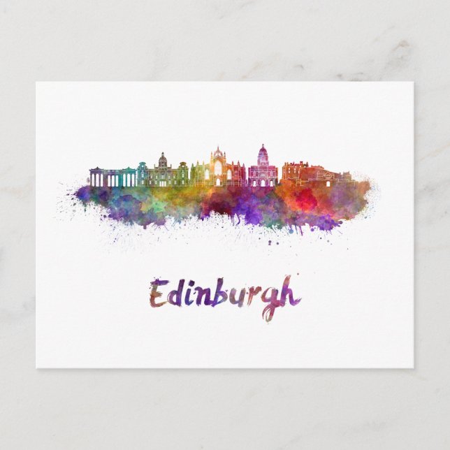 Edinburgh V2 skyline in watercolor Postcard (Front)