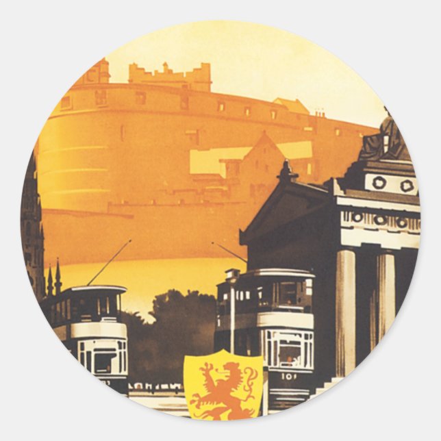 Edinburgh via LNER Rail Poster Classic Round Sticker (Front)